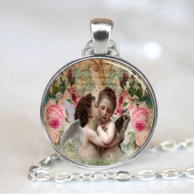 Angel pendant, Angel Necklace, Angel Jewelry, Angel Charm, Baby Angel Kiss