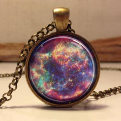 Nebula Galaxy Necklace, Space Jewelry Art Pendant