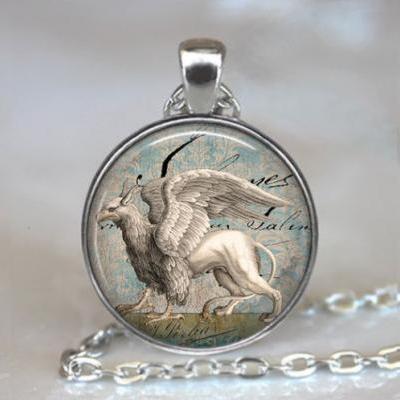 Snow Griffin pendant, griffin necklace resin pendant, Griffin jewelry, EverQuest