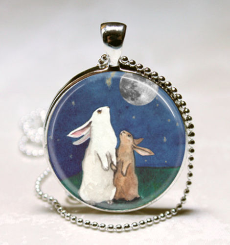 Rabbit Necklace Full Moon Jewelry I Love You To The Moon And Back Art ...